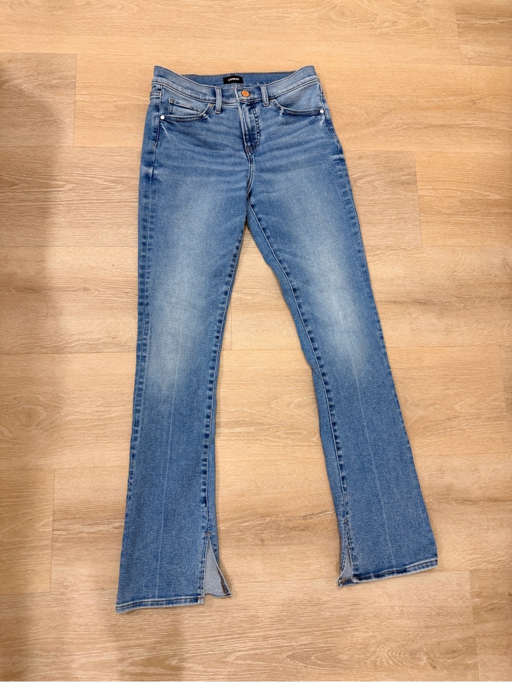 Express Light Blue Flare Jeans with Side Hem Slit SIZE 6
